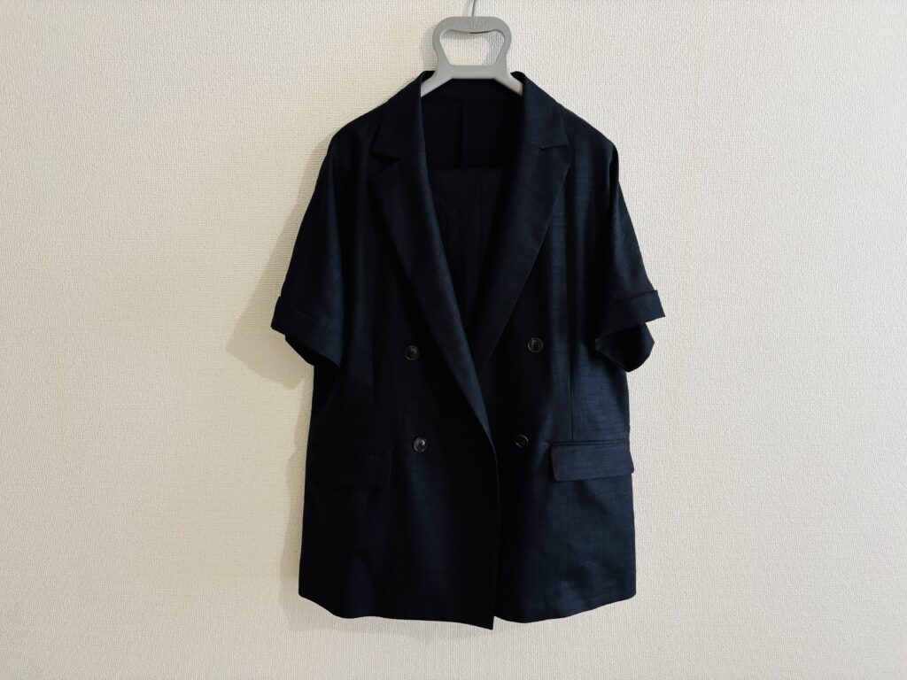 green label relaxing リネンライク ハーフスリーブジャケット(ネイビー)